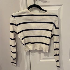 White and navy striped sweater